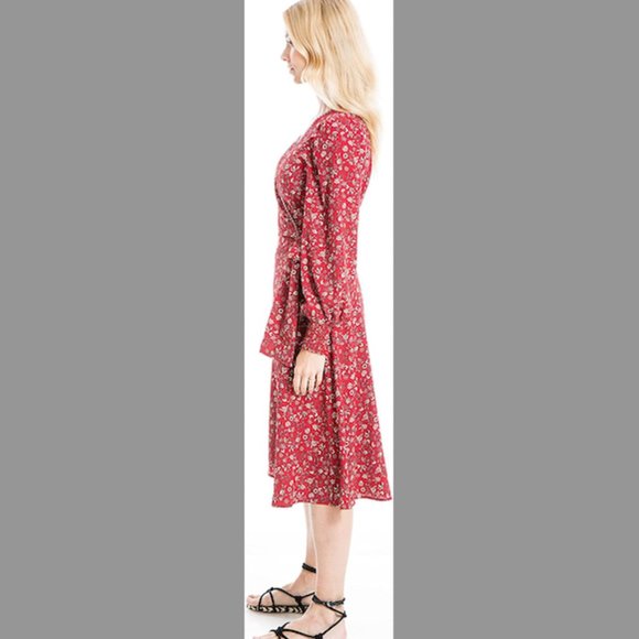 NWT Max Studio Dot Print Balloon Sleeve Wrap Dress S - Picture 2 of 4